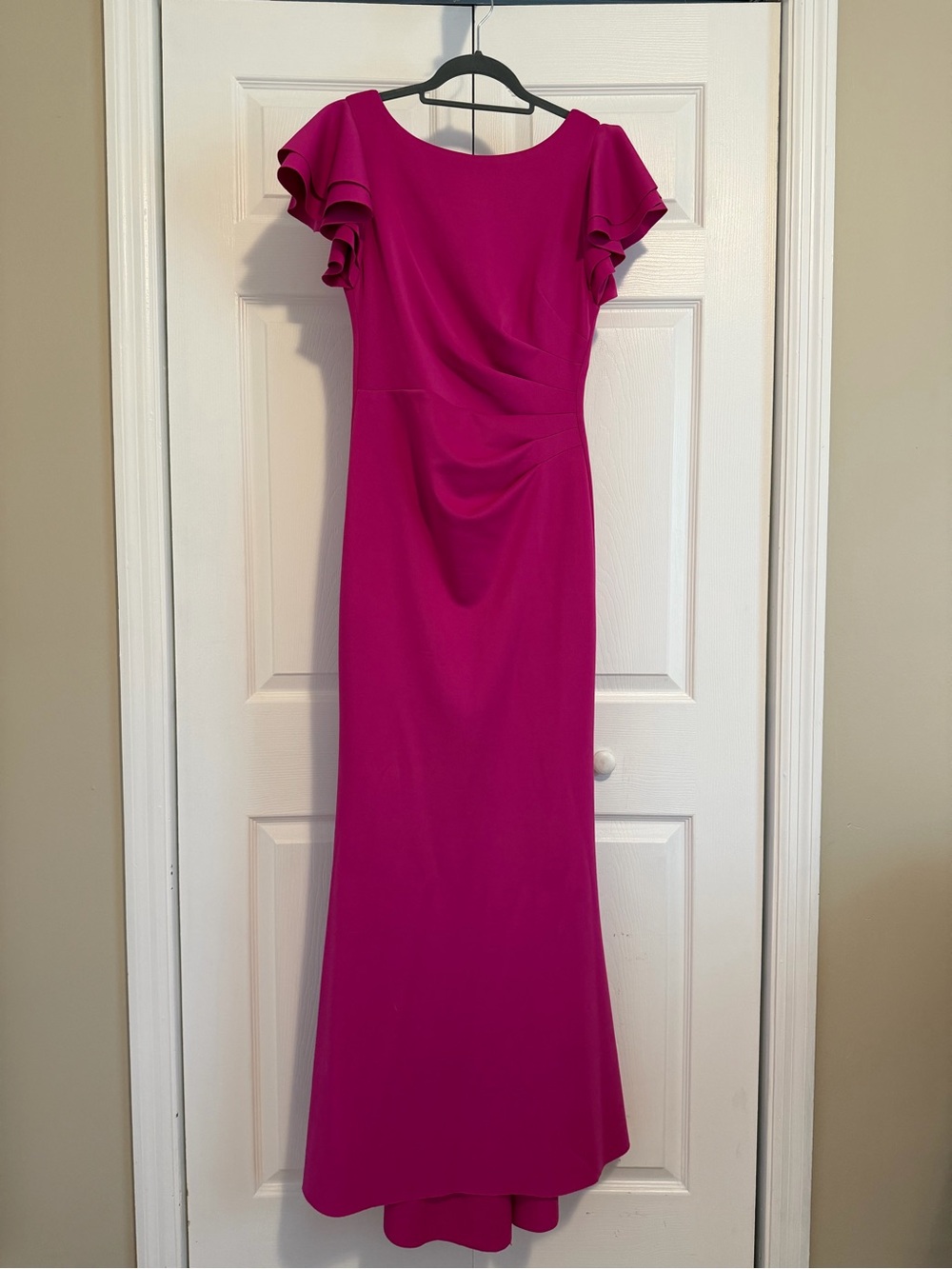 Jessica Howard Formal/Semi Formal | Hot Pink Fuchsia Ruffle-Sleeve Dress | Sz 6